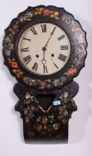 A 19th century Papier Mache and mother of pearl inlaid drop dial wall clock.