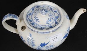 A 19th century Staffordshire Anti-Tannic Marshalls Patent tea infuser in blue and white.