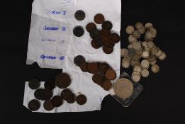 A collection of coins to include Georgian, Victorian farthings,