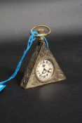 A 20th century brass triangular shaped Masonic pocket watch.