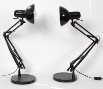 An excellent clean pair of modern Lloytron vintage industrial style large black anglepoise desk