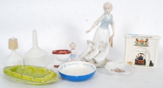 A collection of china items to include a Lladro figurine,