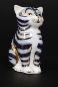 A Royal Crown Derby limited edition animal paperweight figurine - Grey Kitten by J.