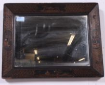 A 19th CENTURY JAPANESE LACQUERED MIRROR, the frame with gilt decoration and scenes.