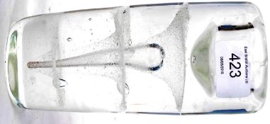 A Victorian large cylindrical paper dump of clear form having control bubble fountain rising centre