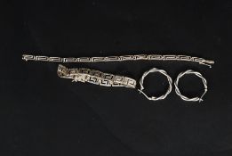 2 contemporary ladies silver 925 bracelets of Greek key style both stamped 925 together with a