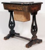 A 19th century Regency lacquered chinoserie decorated ladies work box,