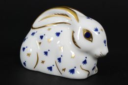 A Royal Crown Derby limited edition animal paperweight figurine - Baby Rabbit being marked to the