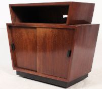 A mid 20th century post war Art Deco mahogany side / office filing cabinet having angular body with