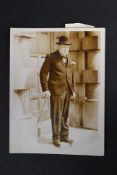 A WWII Second World War era 1940's ' Mr Churchill Visits The King ' press photograph.