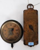 A vintage Hopkinson of Huddersfield Industrial gauge together with a Victorian brass Avery's