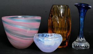 A collection of four pieces of studio glass to include 2x pieces of Caithness,