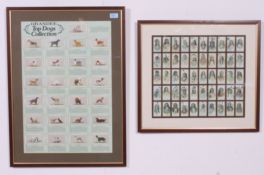 Two sets of framed collectors cards to include Indian Chiefs, and a set of Grandee Top Dogs.