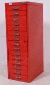 A 20th century retro style upright painted red metal filing cabinet by Bisley.
