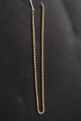 A 9ct gold chain / necklace of curb link form with clasp to the end  Weight 7.