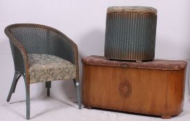 A collection of retro / vintage furnishings to include a Lusty Lloyd Loom style  armchair along