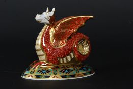 A Royal Crown Derby limited edition paperweight figurine of a Wyvern / Dragon being entitled The