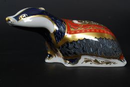 A Royal Crown Derby limited edition animal paperweight figurine - Moonlight Badger by John Ablitt