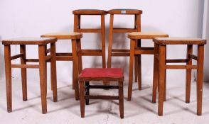 A set of six / three pairs of retro Harlequin stools along with another stool.