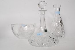 A collection of 3x crystal items;