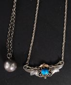 A fabulous contemporary silver ball finial pendant and necklace together with an Art Nouveau
