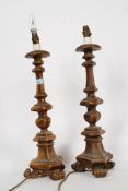 A good pair of early twentieth century pair giltwood table lamps in the Neo classical state.