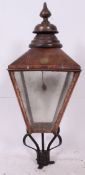 A 20th century large vintage copper street lamp lantern complete with the brass name plate  for C J