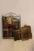 A collection of 20th century mirrors to include gilded examples,