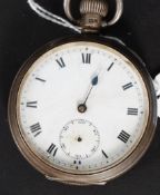 A hallmarked silver cased Dennison pocket watch. Enamel face, with hallmarks to the rear.