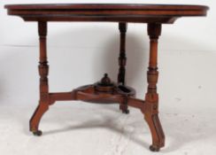 A Victorian burr walnut marquetry inlaid centre console / dining table.