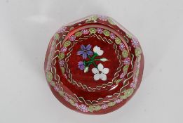 A Perthshire faceted glass millefiori paperweight,