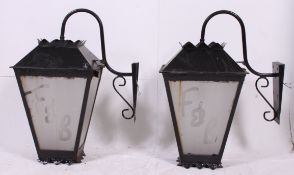 A pair of Victorian style street lamps having later fitted perspex. Measures: 80cm x 44cm x 64cm.