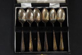 A cased set of 6 silver hallmarked teaspoons bearing Sheffield hallmarks for 1944 by CP&S.