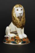 A Royal Crown Derby limited edition paperweight figurine of a Heraldic Lion Designed by Louise