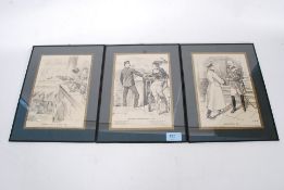 A collection of three Victorian Punch magazine framed prints, Throwing The Old Shoe,