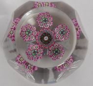 A Perthshire faceted glass millefiori paperweight,