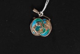 A Charles Horner silver and enamel hallmarked pendant,