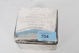 A silver hallmarked cigarette case bearing notation from Harptree house dated 1897.