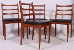 A good set of 4 vintage mid century retro Danish influence teak and black leatherette dining chairs