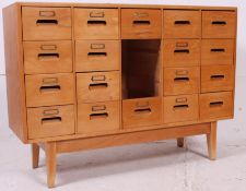 An excellent 1950's beech wood school / industrial filing cabinet having 18 drawers ( central 2
