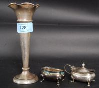 A collection of 3x pieces of silver; 2x being silver salts,