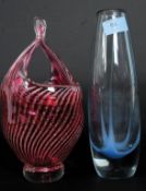 Two 20th century studio glass vases, one in the style of Mdina,