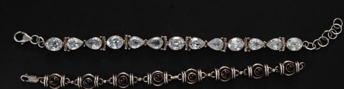 A good silver and amethyst style stone set bracelet  complete with clasp together with another with