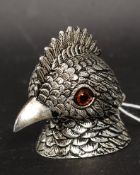 A Silver plated bird head Vesta case with inset eyes, highly detailed. Weight: 97g.