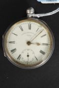 A Raeburn of Exeter silver hallmarked cased pocket watch. Notation to movement and face.