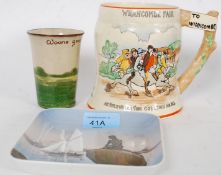 A collection of ceramics to include a Copenhagen dish with ship and lady design together with a