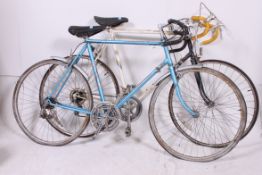 A retro 1980's Raleigh Equipe road bike along with another rertro road bike by Arena