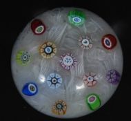 A Perthshire Glass limited edition domed millefiori paperweight being signed and dated P 1981.