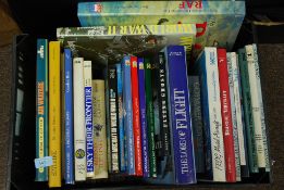 A collection of military and aviation books mainly Spitfire along with others in 2 crates.