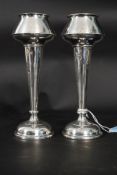 Two hallmarked silver Art Deco fluted vases. Weight: 272g GW.